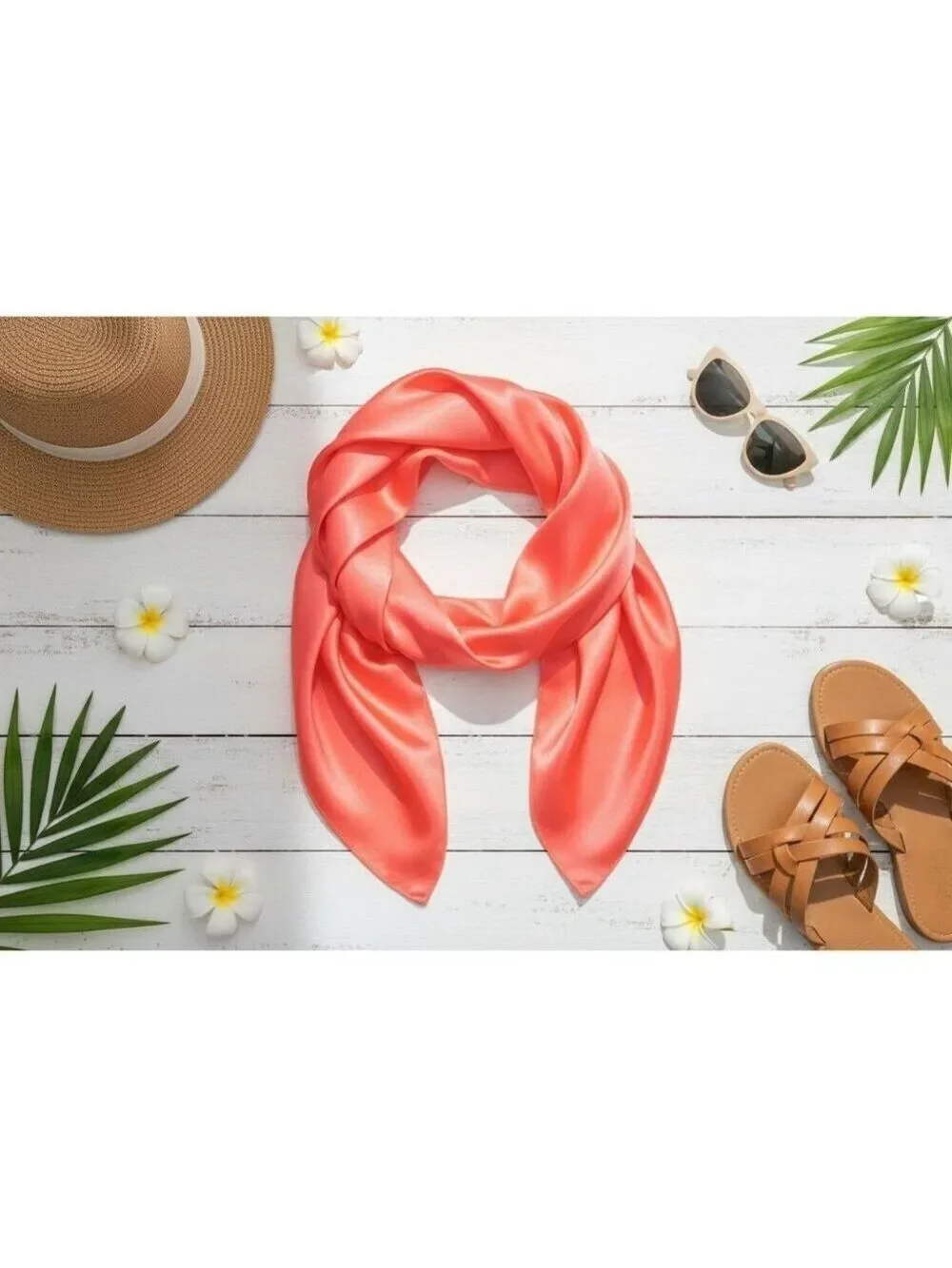 Coral Wild Rag Scarf 35x35 Satin Western Cowgirl Bandana